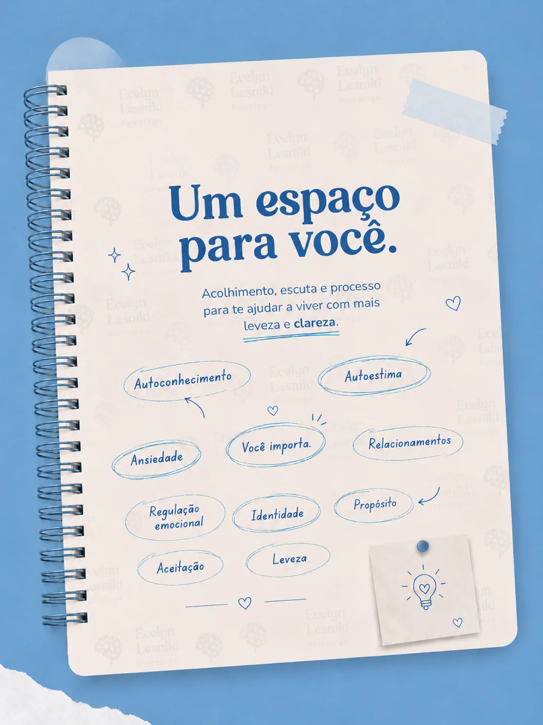 Caderno ilustrado da Evelyn Lesniki: um espaço para você